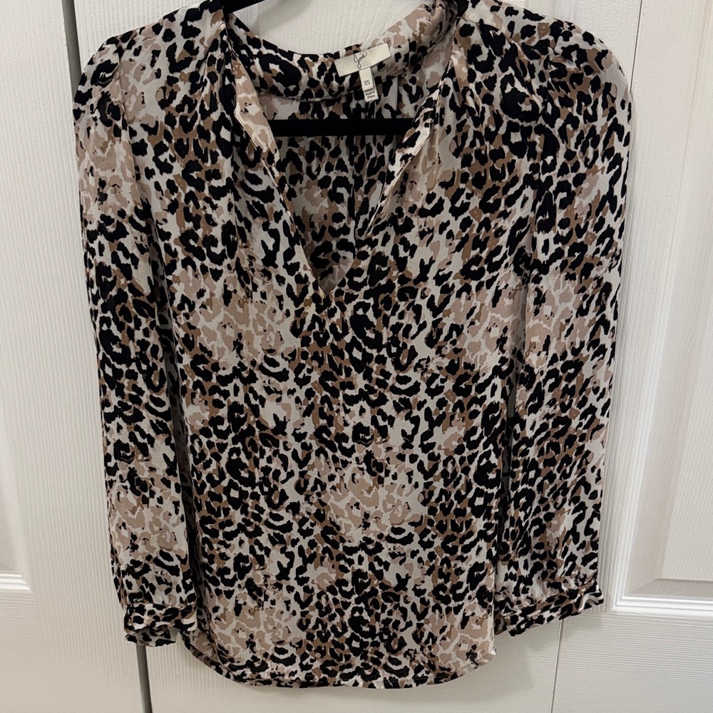 Joie Animal Print V-Neck Blouse